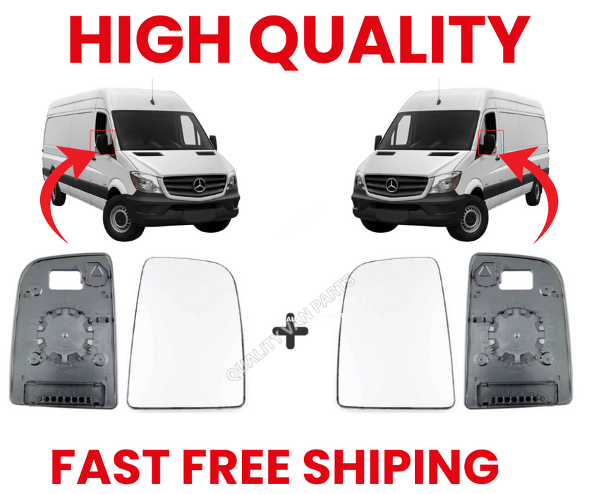 Upper Door Wing Mirror Glass Left & Right – Push-On Round – Mercedes Sprinter 2006–2018