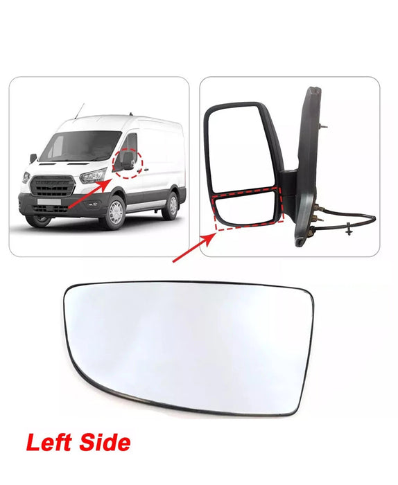 Lower Door Wing Mirror Glass for Ford Transit MK8 2014 On Passenger Left Side N/S