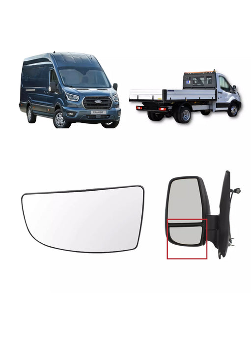 Lower Door Wing Mirror Glass for Ford Transit MK8 2014 On Passenger Left Side N/S