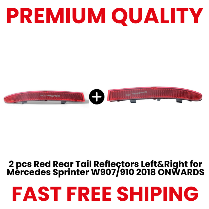 2 pcs Red Rear Tail Reflectors Left & Right for Mercedes Sprinter W907/910 2018 ONWARDS