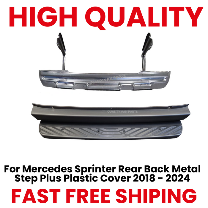 For Mercedes Sprinter Rear Back Metal Step Plus Plastic Cover 2018-2024