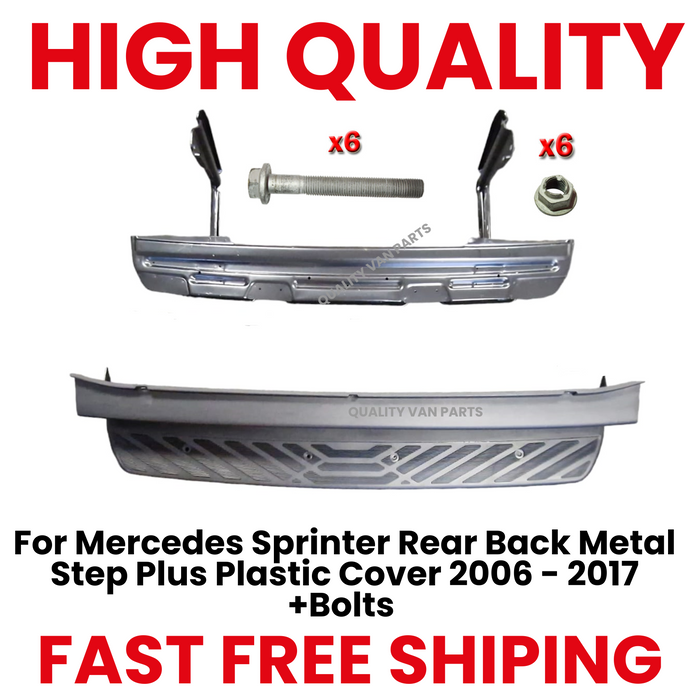 For Mercedes Sprinter Rear Back Metal Step Plus Plastic Cover 2006 - 2017 +Bolts