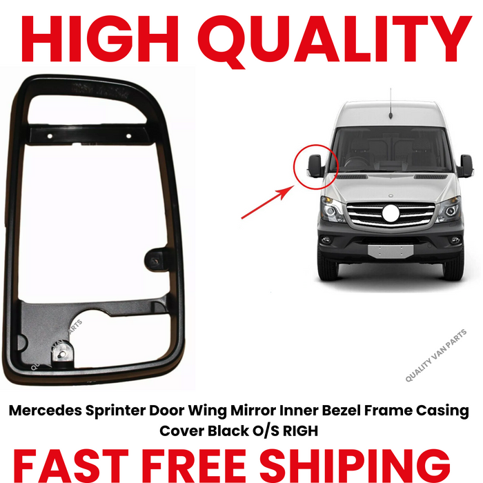 Mercedes Sprinter Door Wing Mirror Inner Bezel Frame Casing Cover Black O/S RIGHT
