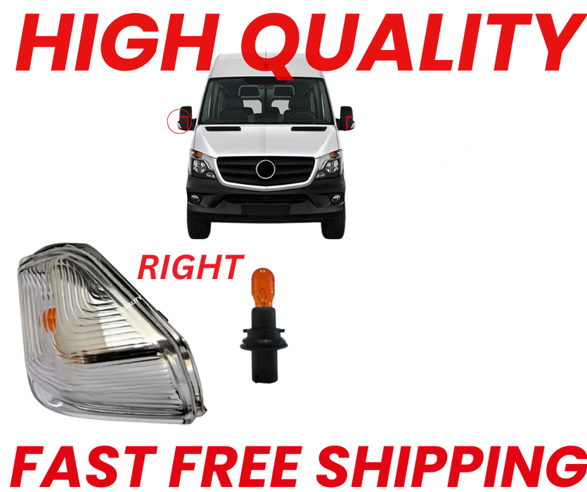 Fits Mercedes Sprinter 2012-2018 Right Side Wing Mirror Indicator Lens with Bulb