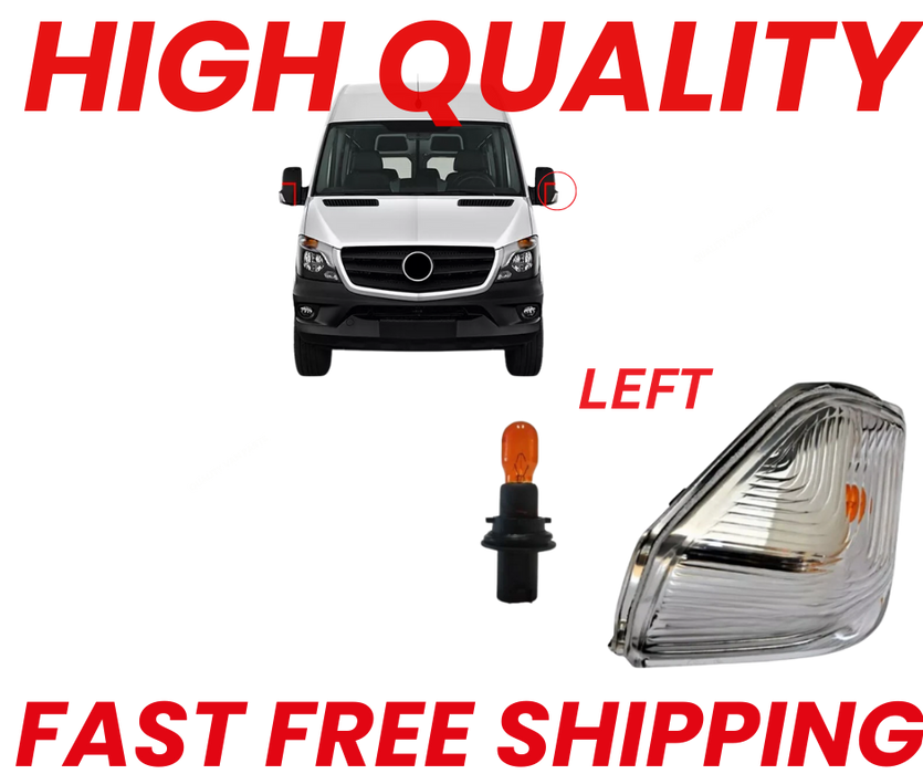 Fits Mercedes Sprinter 2012-2018 Left Side Wing Mirror Indicator Lens with Bulb