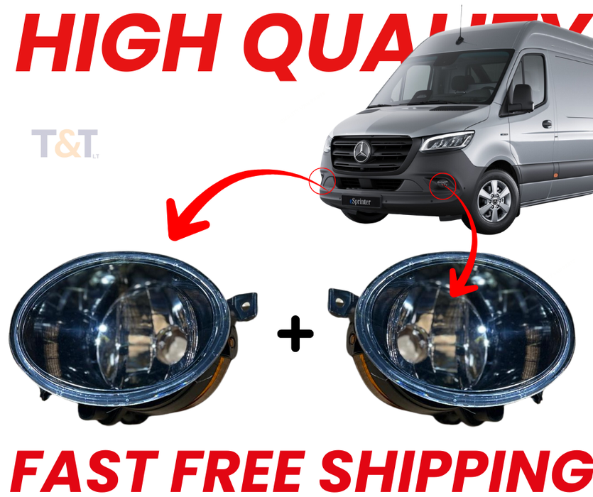 Mercedes Sprinter 907 910 2018-On Fog Lamp Pair  Left & Right Front Fog Lights Set