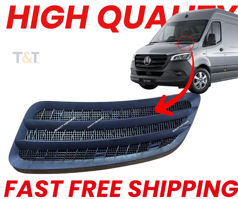 Hood Grille Vent Cover Trim Left for Mercedes Sprinter W907 2018 Onward Front Bonnet Air Vent