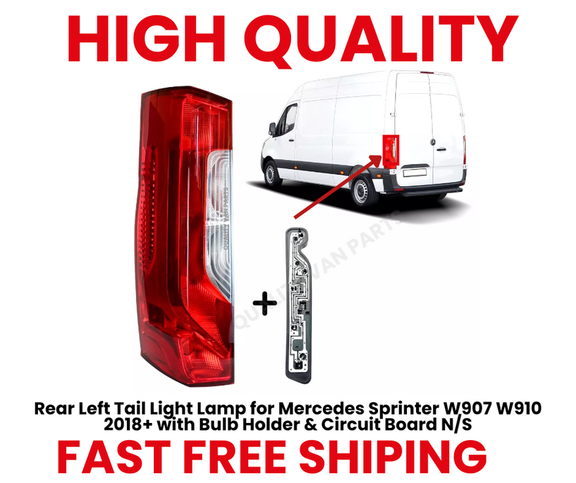 Rear Left Tail Light Lamp for Mercedes Sprinter W907 W910 2018+ with Bulb Holder & Circuit Board N/S