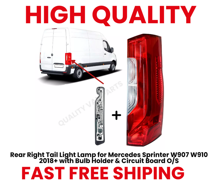 Rear Right Tail Light Lamp for Mercedes Sprinter W907 W910 2018+ with Bulb Holder & Circuit Board O/S