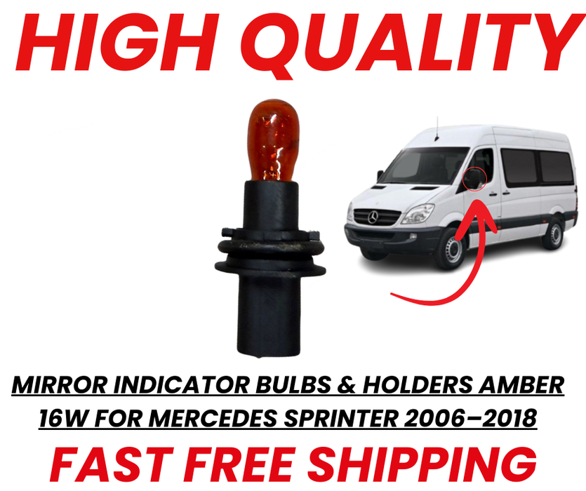 Mirror Indicator Bulbs & Holders Amber 16W for Mercedes Sprinter 2006–2019