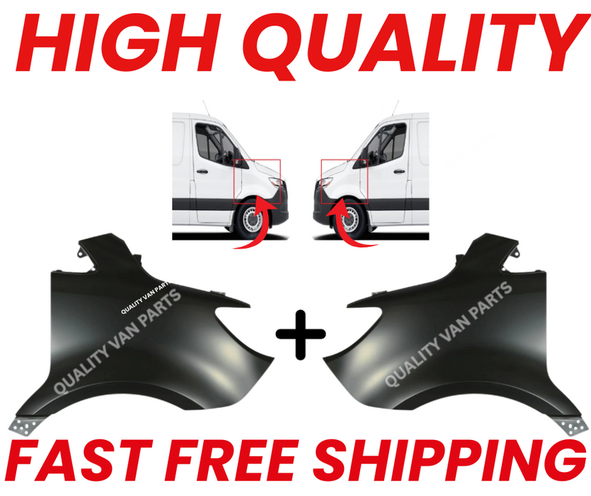 Mercedes Sprinter 2018> Front Wing Fenders Left & Right Sides - New Pair A9108810000 / A9108810100