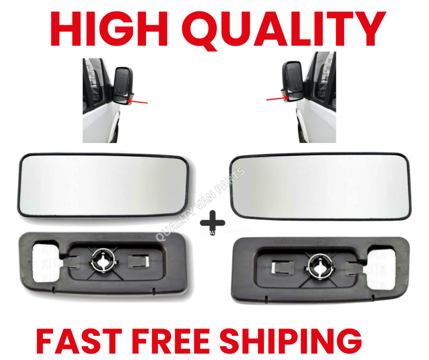 Pair Lower Wing Mirror Glass Blind Spot Left & Right for Mercedes Sprinter 2006–2018