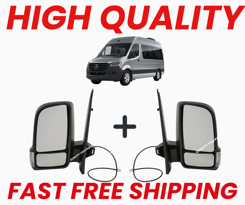 Pair Manual Short Arm Wing Door Mirrors for Mercedes Sprinter 2018–2025 Left+Right