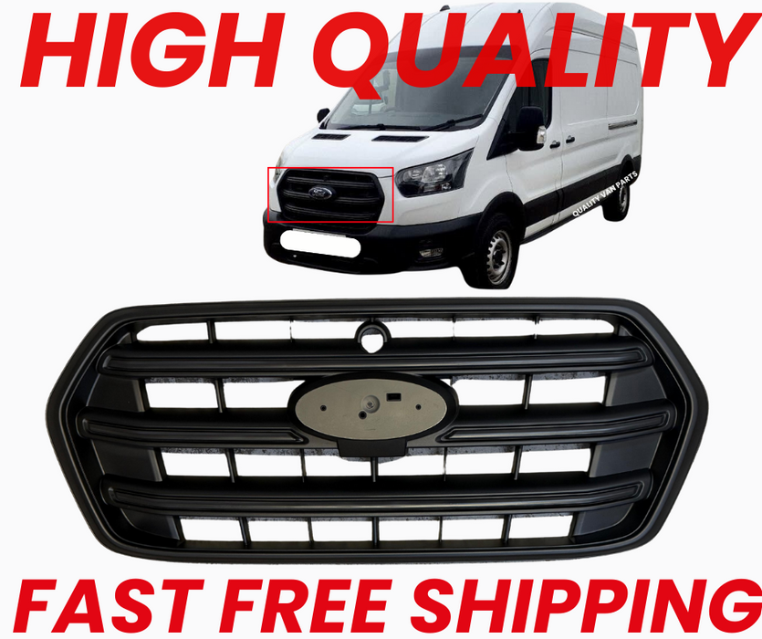 FRONT UPPER GRILLE GLOSS BLACK FOR FORD TRANSIT MK8 2014-2024
