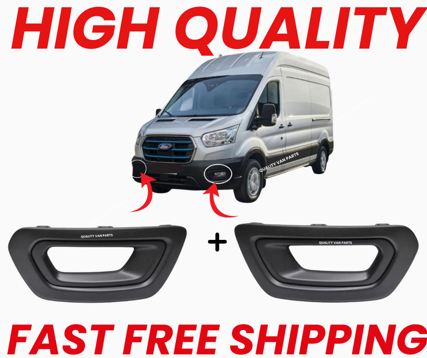 Pair Front Fog Light Lamp Cover Trim W/Fog Light Hole For Ford Transit 2020-2025