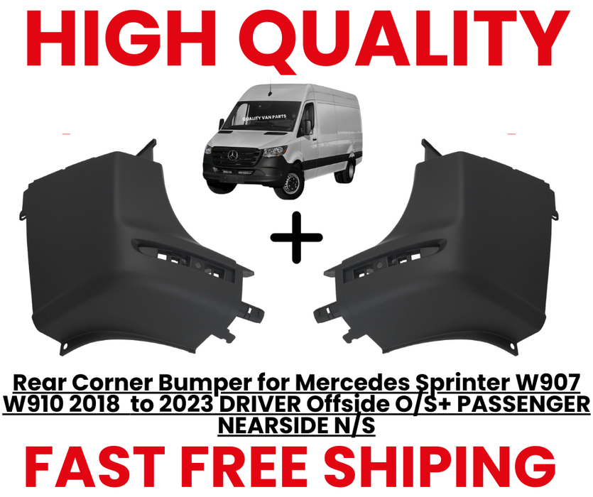 FOR NEW MERCEDES SPRINTER 2018-2024 REAR BUMPER CORNER END CAP LEFT + RIGHT PAIR