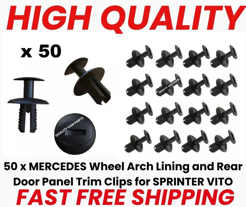 50 x MERCEDES Wheel Arch Lining and Rear Door Panel Trim Clips for SPRINTER VITO