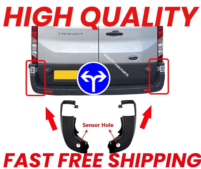 2X Rear Bumper Corner End L and R With Sensor Hole For FORD Transit MK8 2013 on