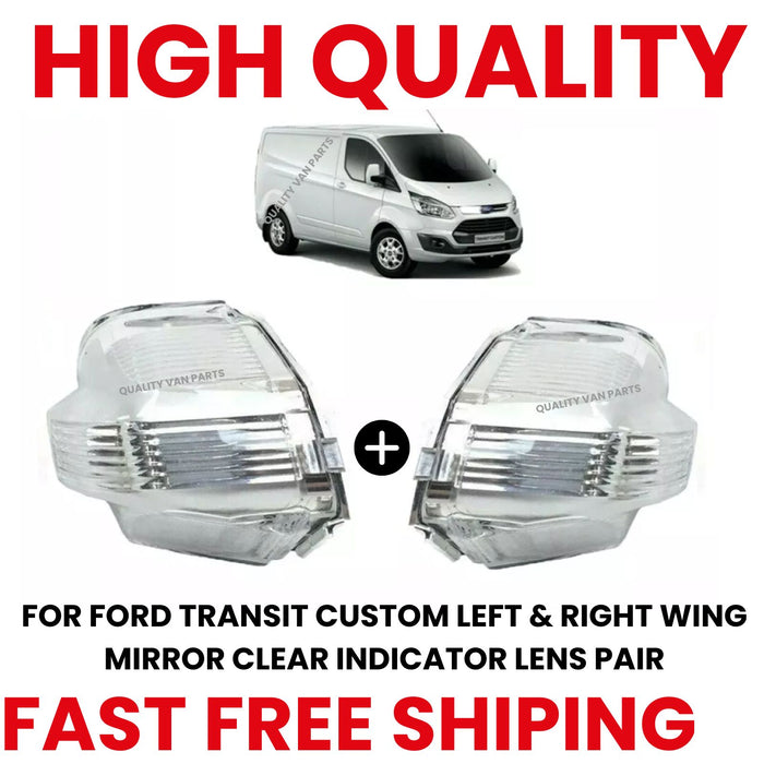 FOR FORD TRANSIT CUSTOM LEFT & RIGHT WING MIRROR CLEAR INDICATOR LENS PAIR