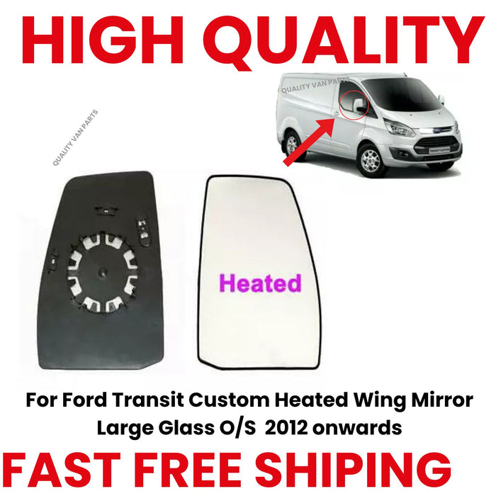 For Ford Transit Custom 2012-2020 Heated Upper Door Wing Mirror Glass Right