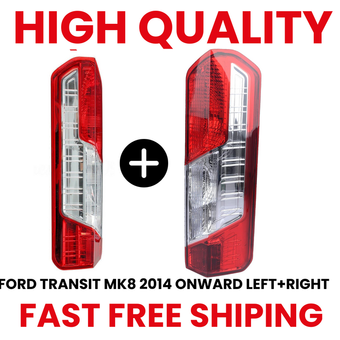 REAR TAIL LIGHT LAMP LENS LEFT & RIGHT FOR FORD TRANSIT MK8 (2014+ONWARDS)