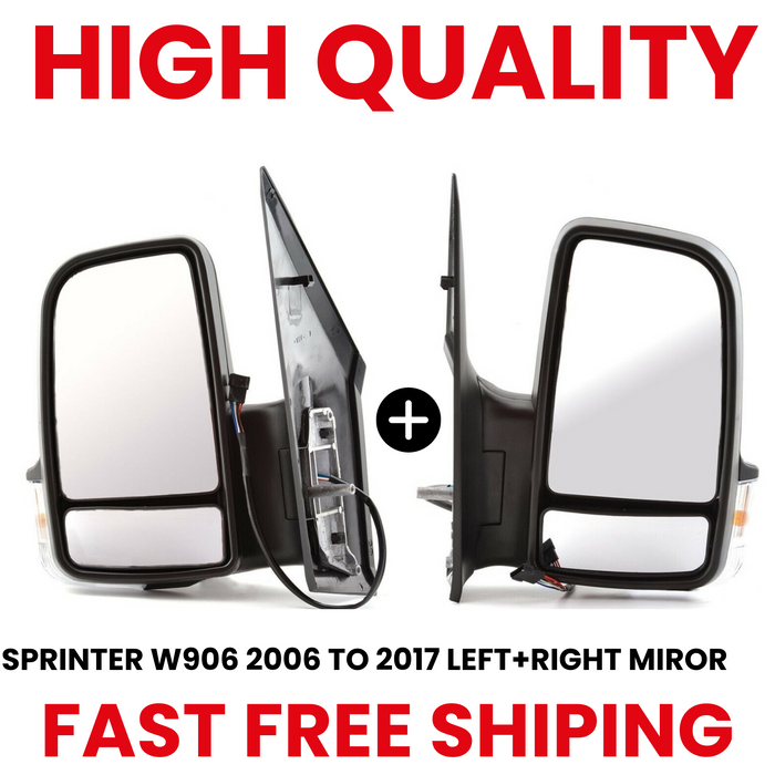 Mercedes Sprinter Full Door Wing Mirror Manual Black Short Arm PAIR N/S O/S 06+