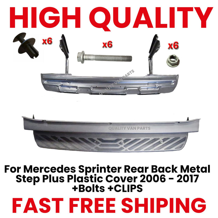 For Mercedes Sprinter Rear Back Metal Step Plus Plastic Cover 2006 - 2017 +Bolts+CLIPS