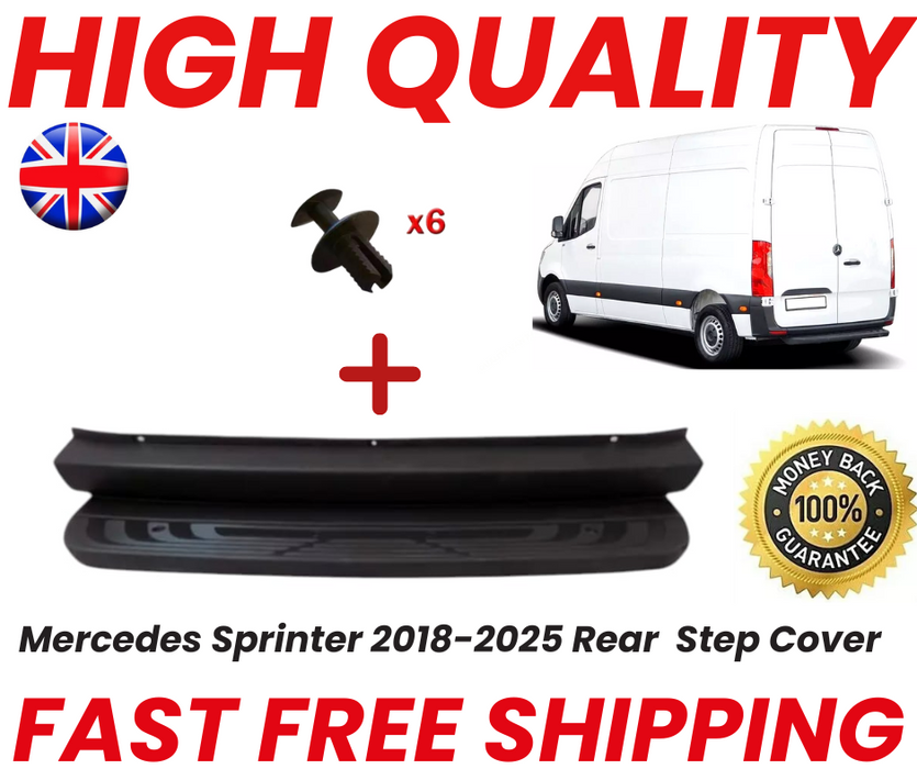 Mercedes Sprinter 2018-2025 Rear Bumper Cover Plastic Step Cover For Metal step