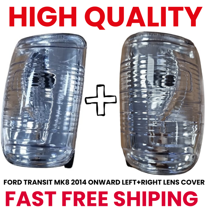 FOR FORD TRANSIT MK8 WING MIRROR INDICATOR LENS COVER LEFT + RIGHT SET 2014 ONWARDS