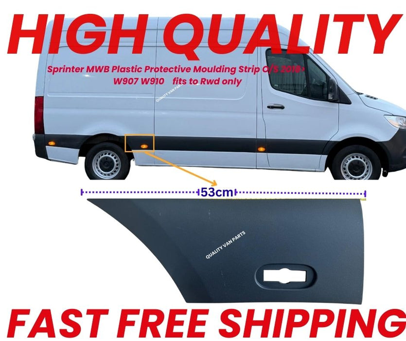Fit Mercedes Sprinter MWB 2018-2026 Right Side Rear Plastic Moulding Strip Trims