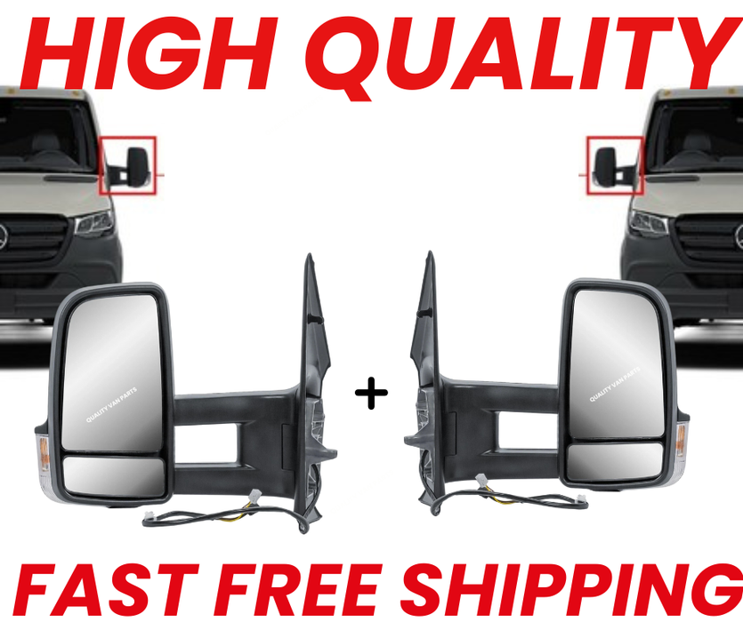 Fits Mercedes Sprinter W907 2018-Onwards Long Arm Door Wing Mirrors Pair Left + Right