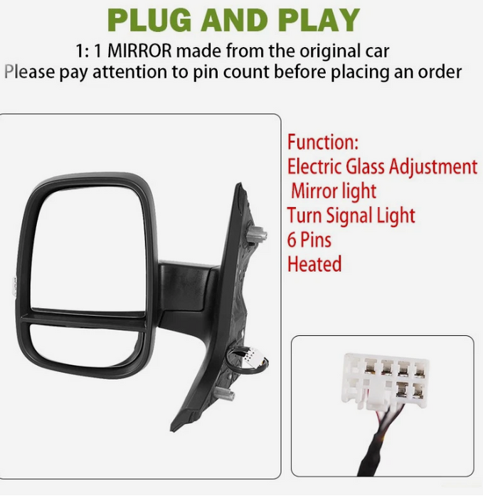 For MAXUS Deliver 9 eDELIVER 9 2020+ Left Door Wing Mirror Electric Heated N/S